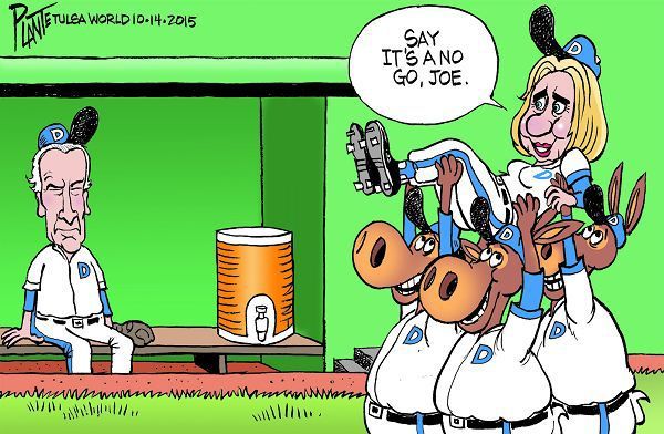 Bruce Plante Cartoon from October 2015: Hillary hits it outta the park